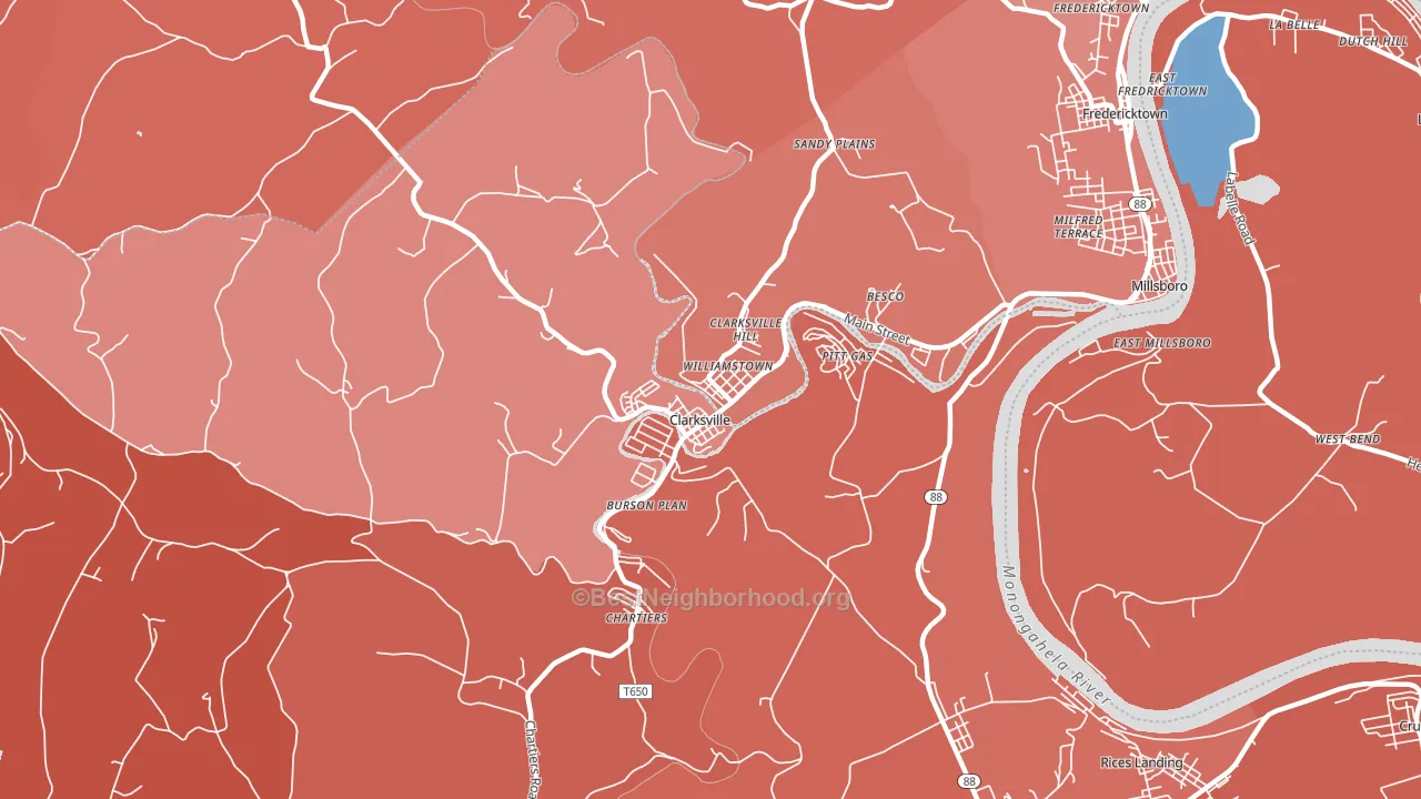 15322, PA block-group political-lean map