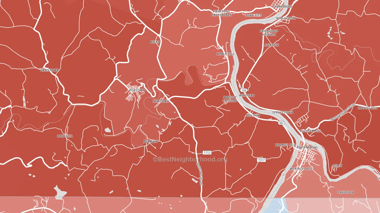 15327, PA block-group political-lean map