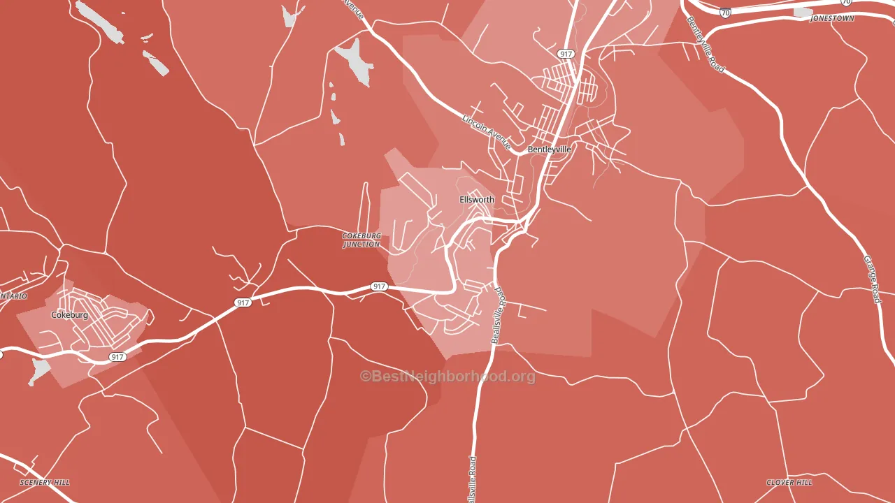 15331, PA block-group political-lean map