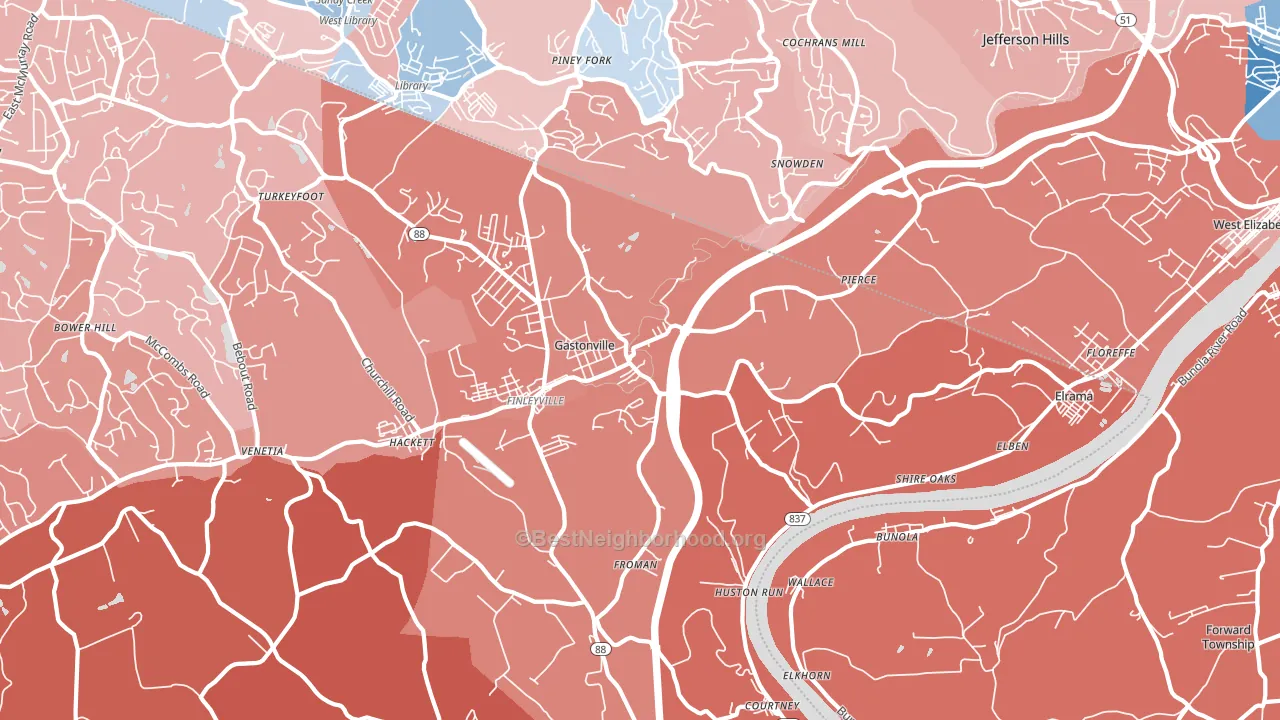 15332, PA block-group political-lean map