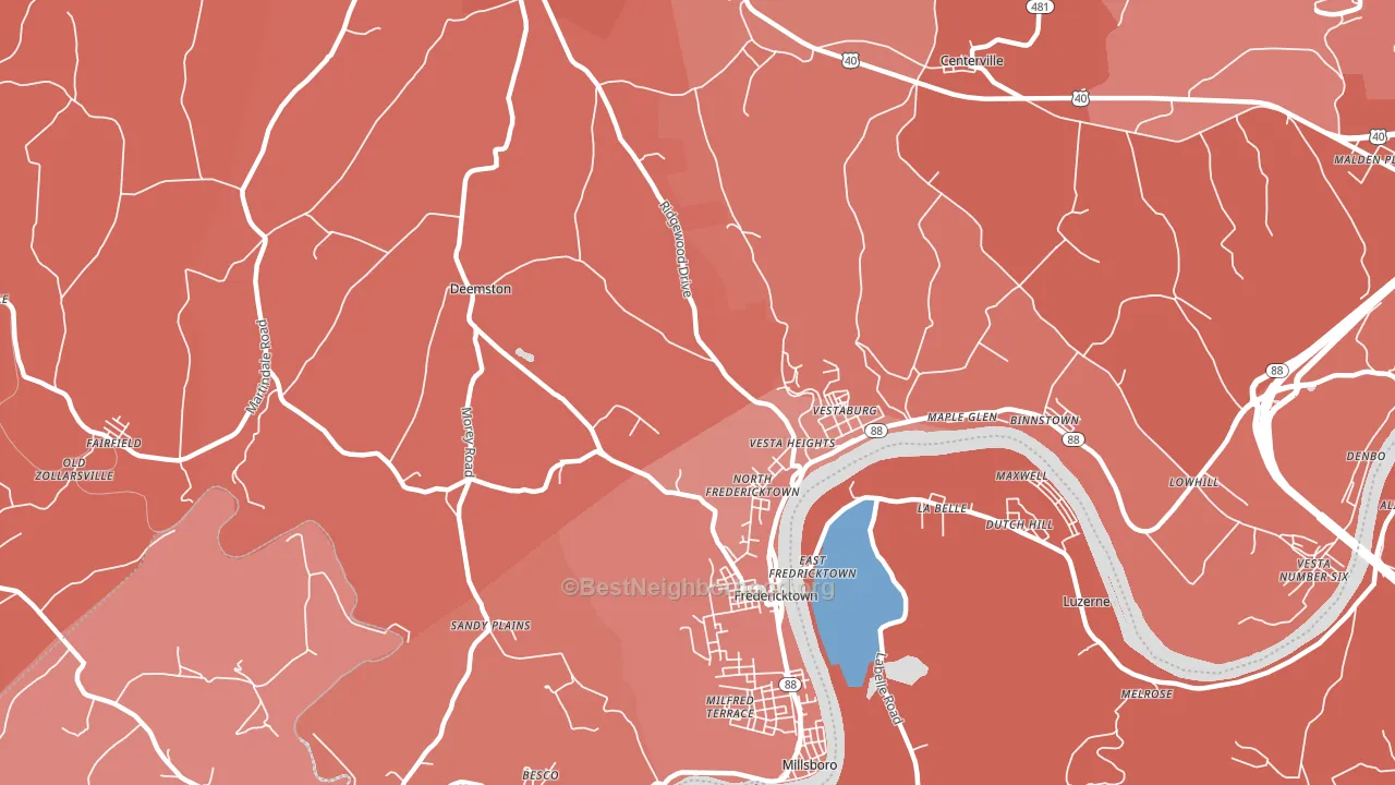 15333, PA block-group political-lean map