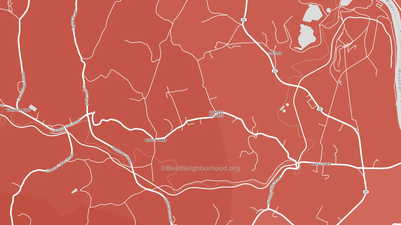 15334, PA block-group political-lean map