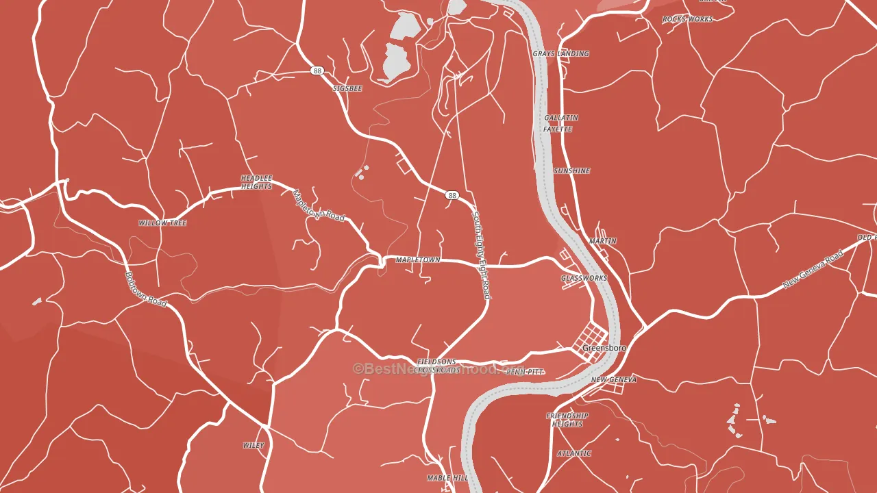 15338, PA block-group political-lean map