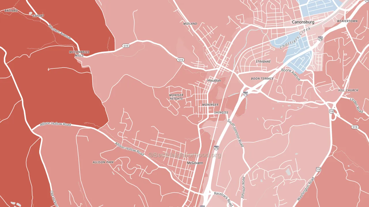 15342, PA block-group political-lean map