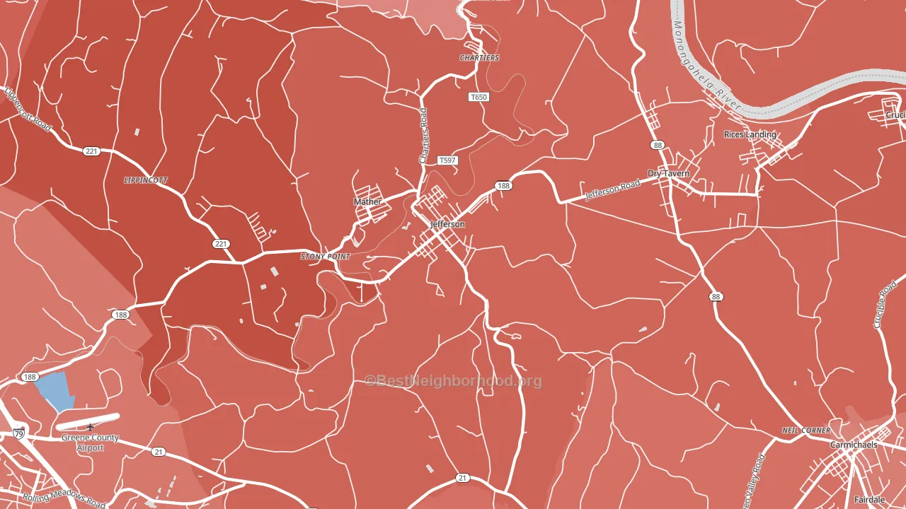 15344, PA block-group political-lean map