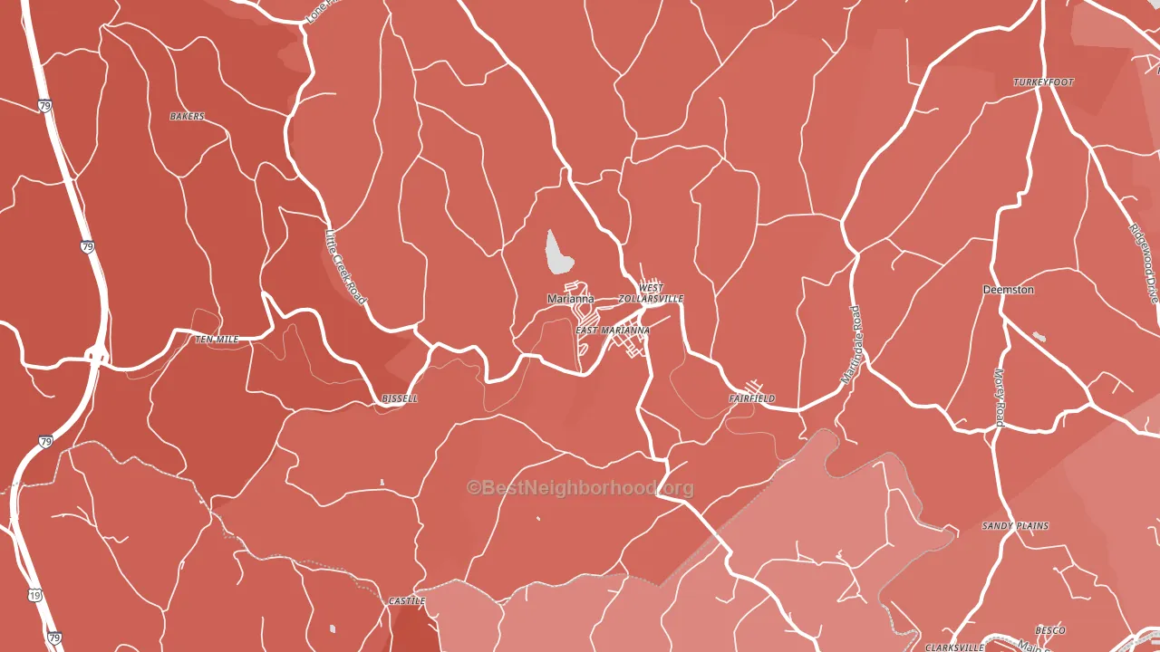 15345, PA block-group political-lean map