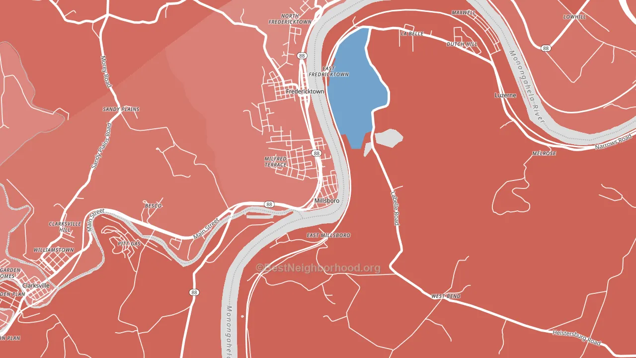 15348, PA block-group political-lean map