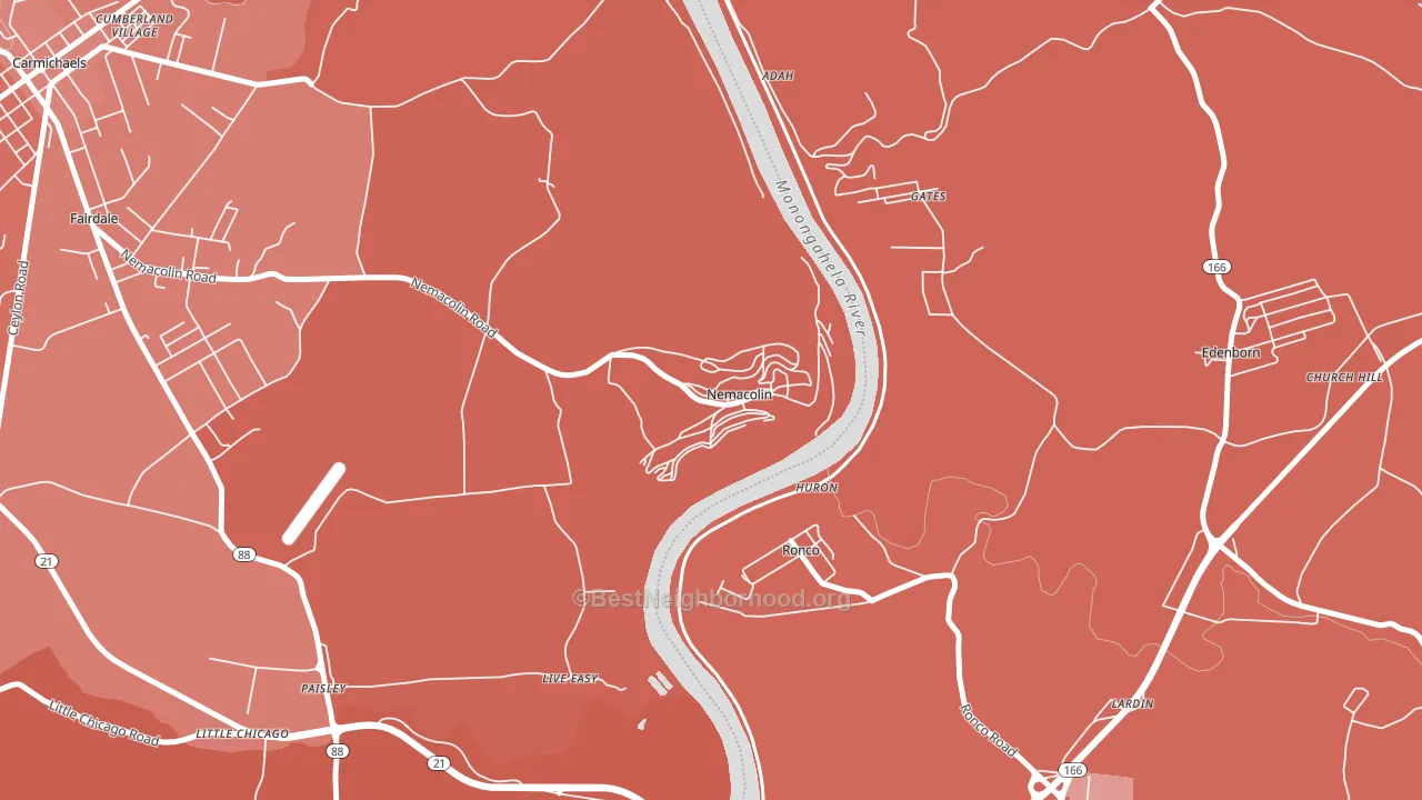 15351, PA block-group political-lean map