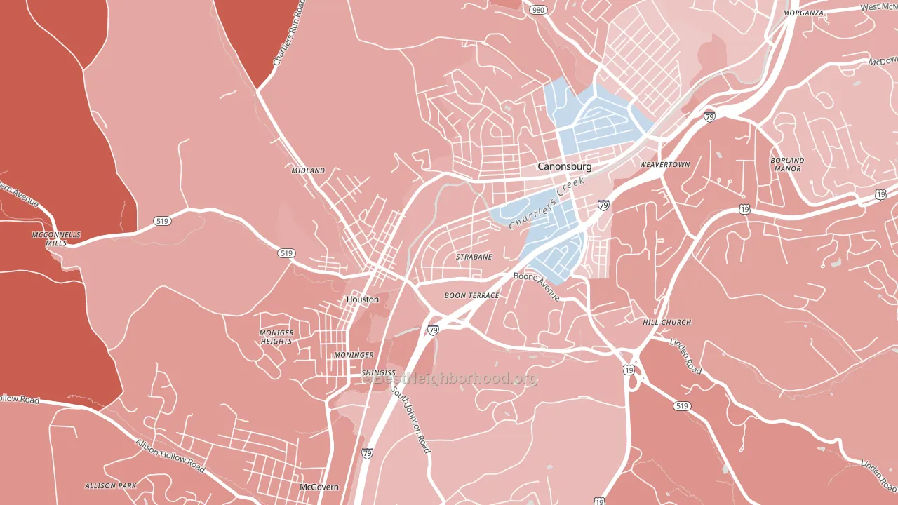 15363, PA block-group political-lean map