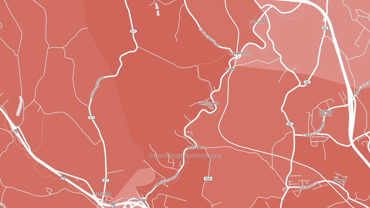 15366, PA block-group political-lean map