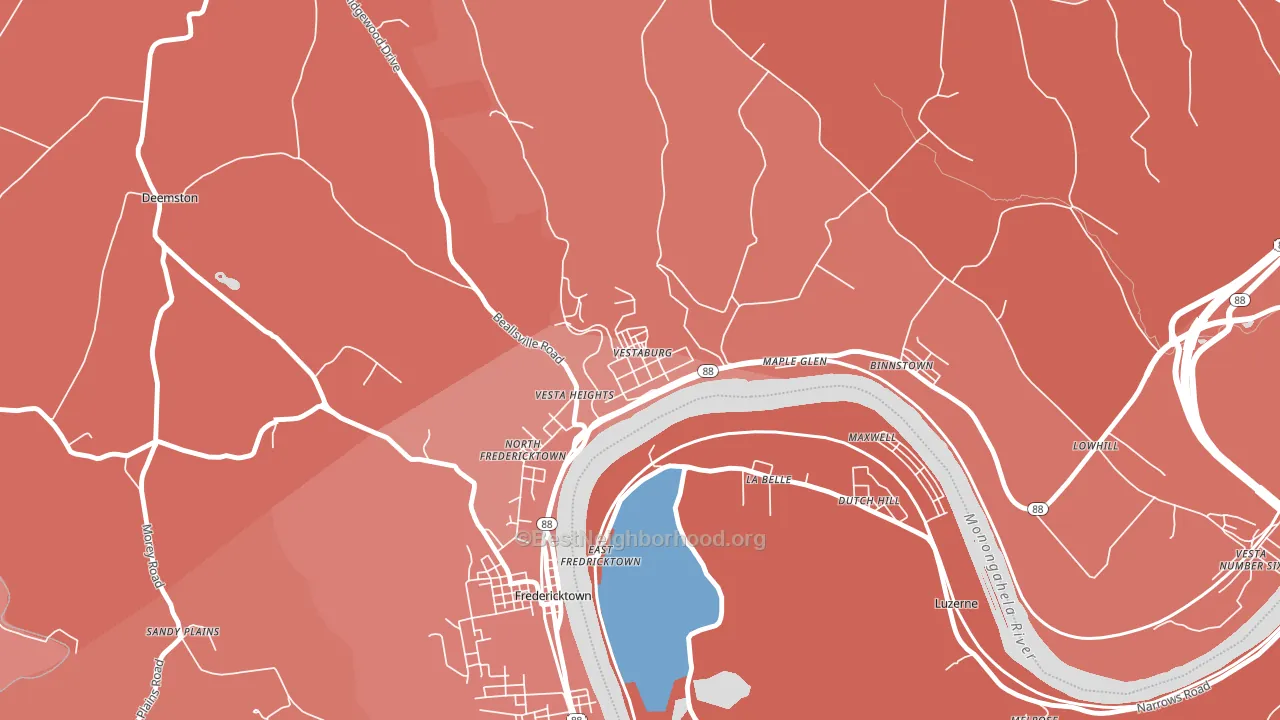15368, PA block-group political-lean map