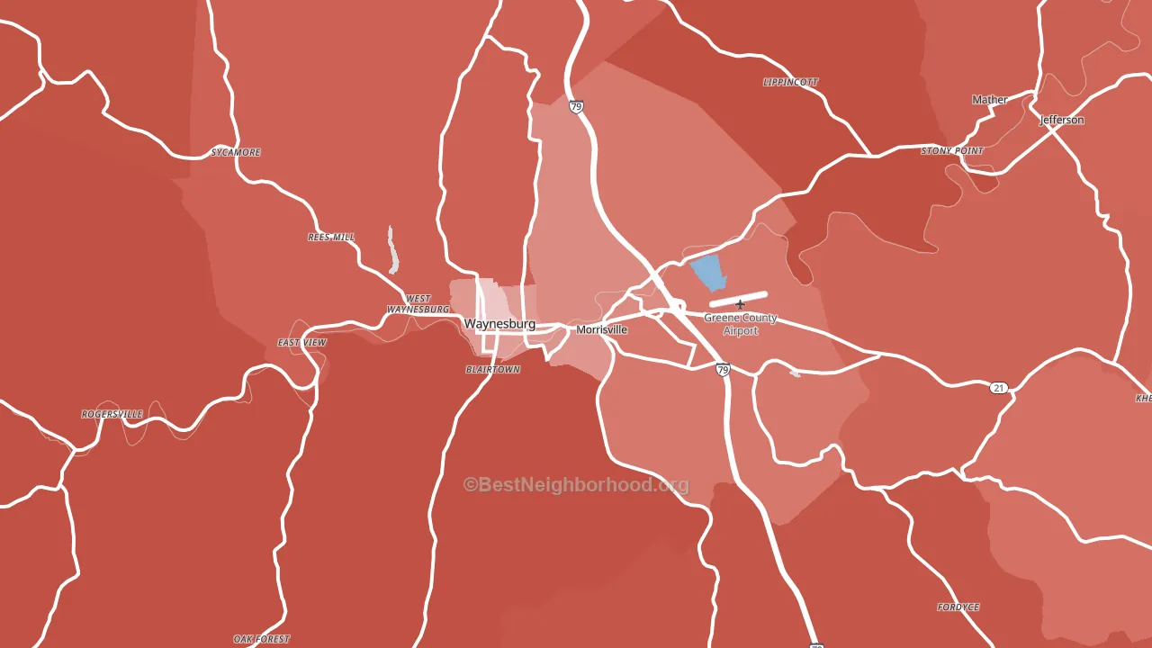 15370, PA block-group political-lean map