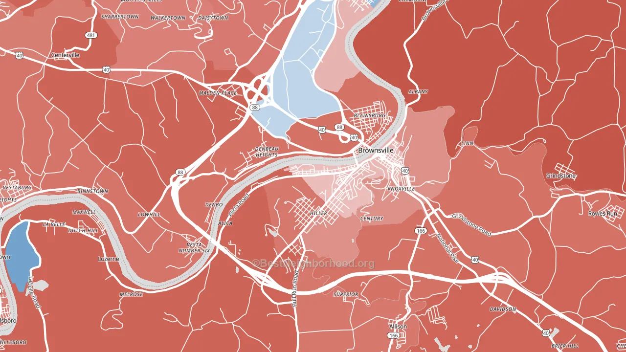 15417, PA block-group political-lean map