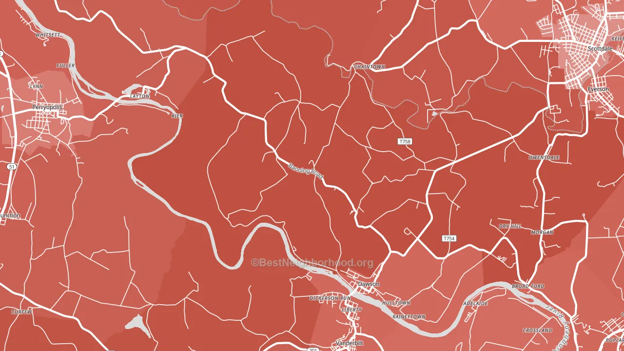15428, PA block-group political-lean map