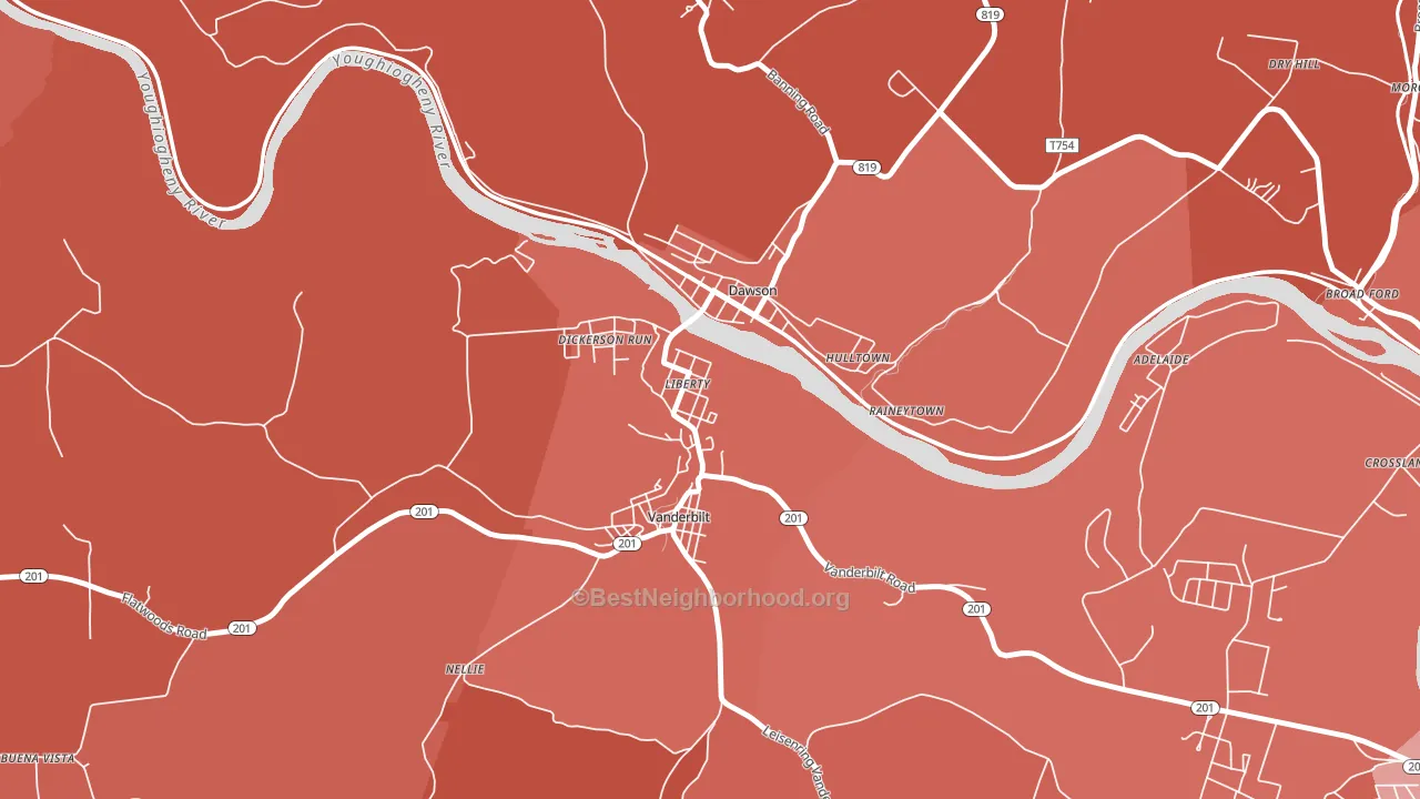 15430, PA block-group political-lean map