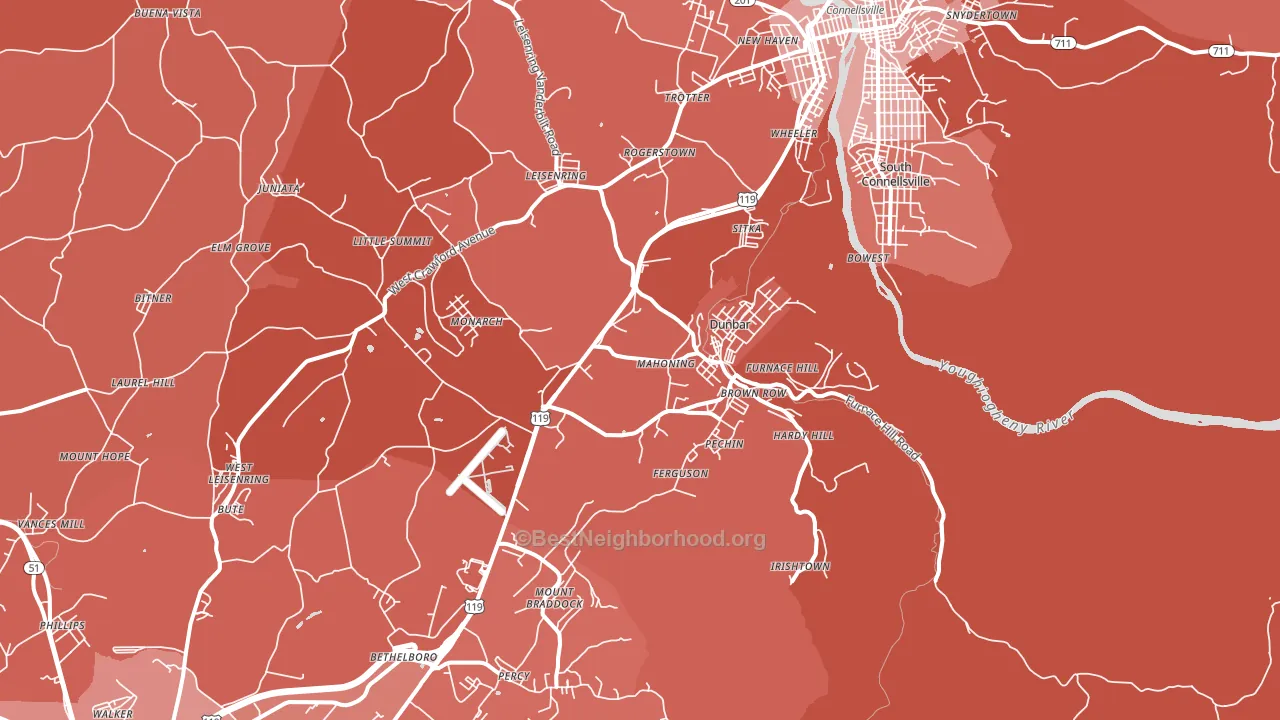 15431, PA block-group political-lean map
