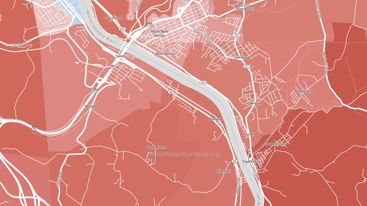 15432, PA block-group political-lean map