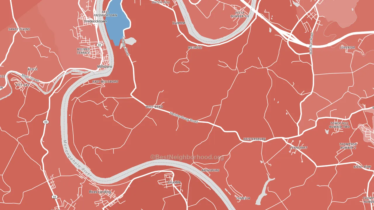 15433, PA block-group political-lean map