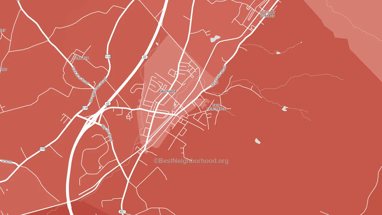 15436, PA block-group political-lean map