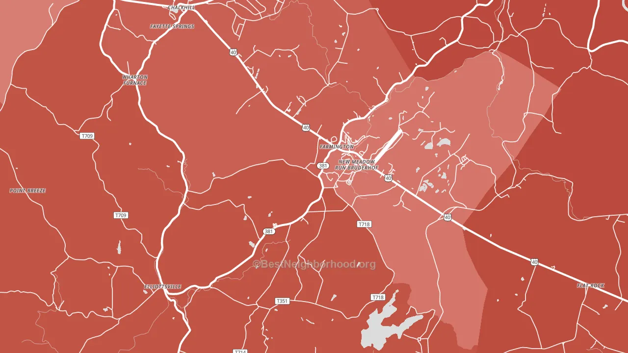 15437, PA block-group political-lean map