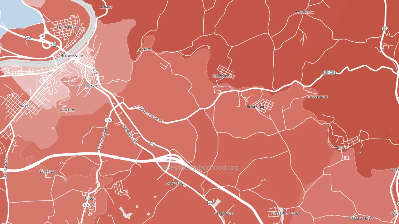 15442, PA block-group political-lean map