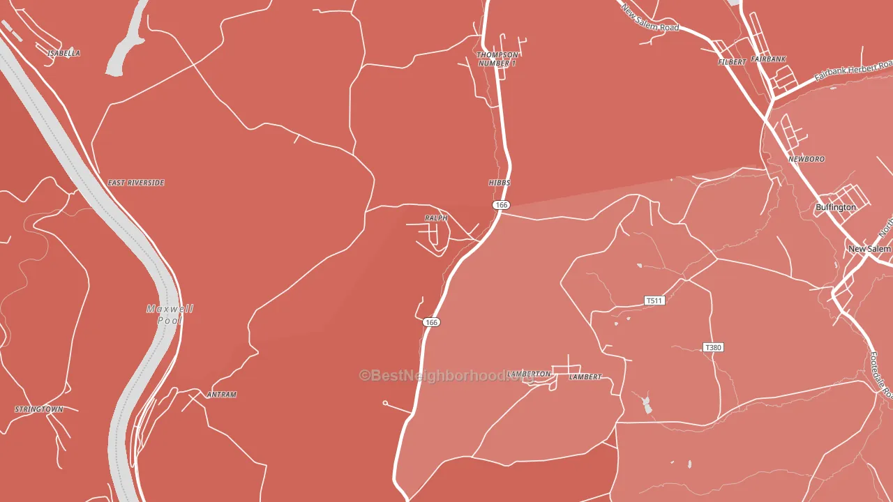 15443, PA block-group political-lean map