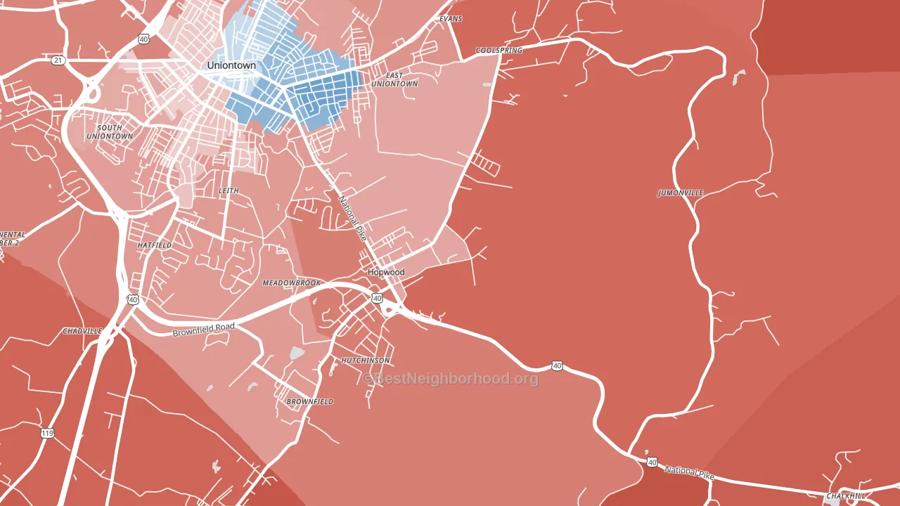 15445, PA block-group political-lean map