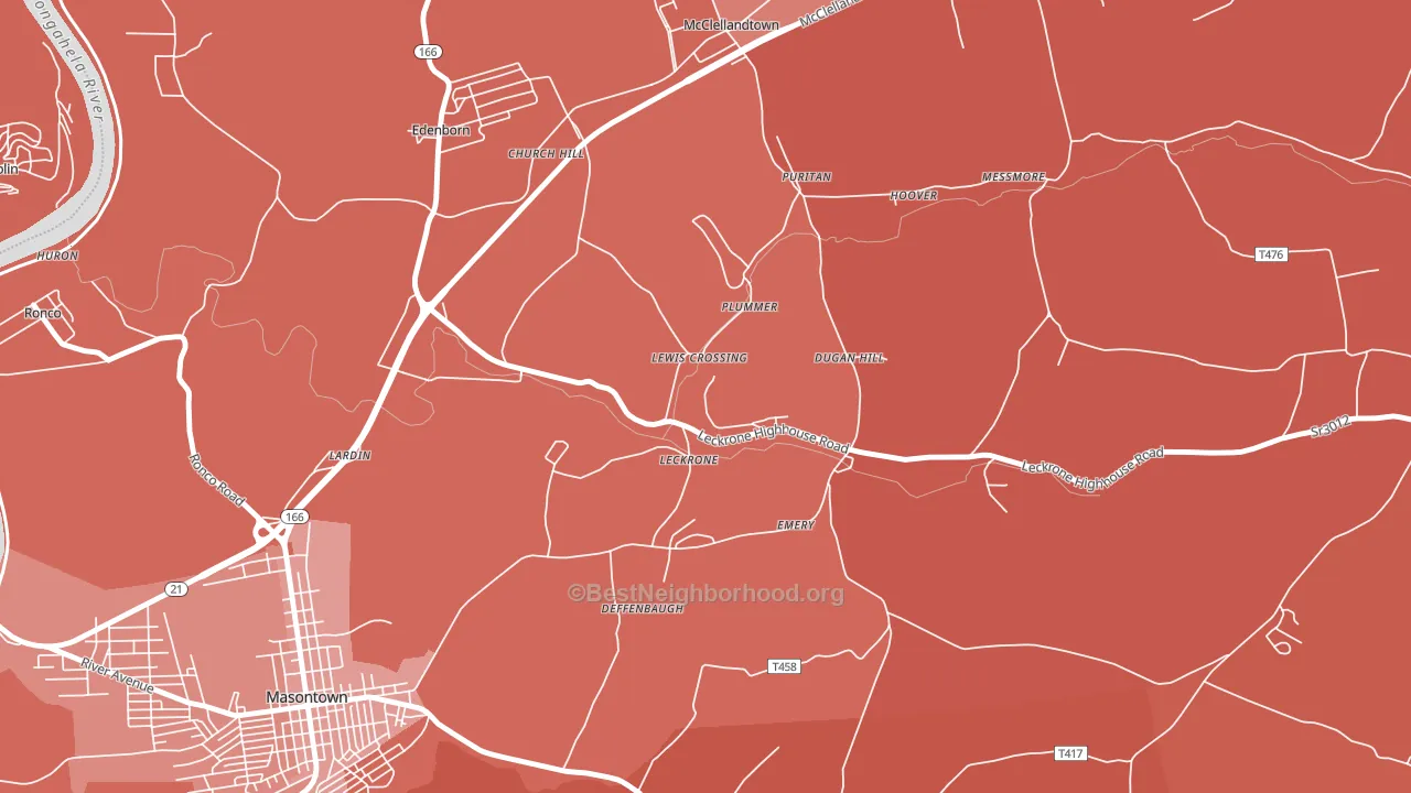 15454, PA block-group political-lean map