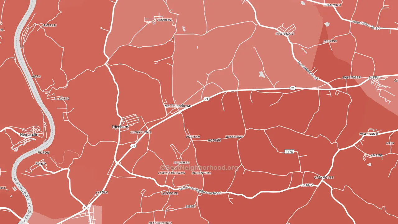 15458, PA block-group political-lean map