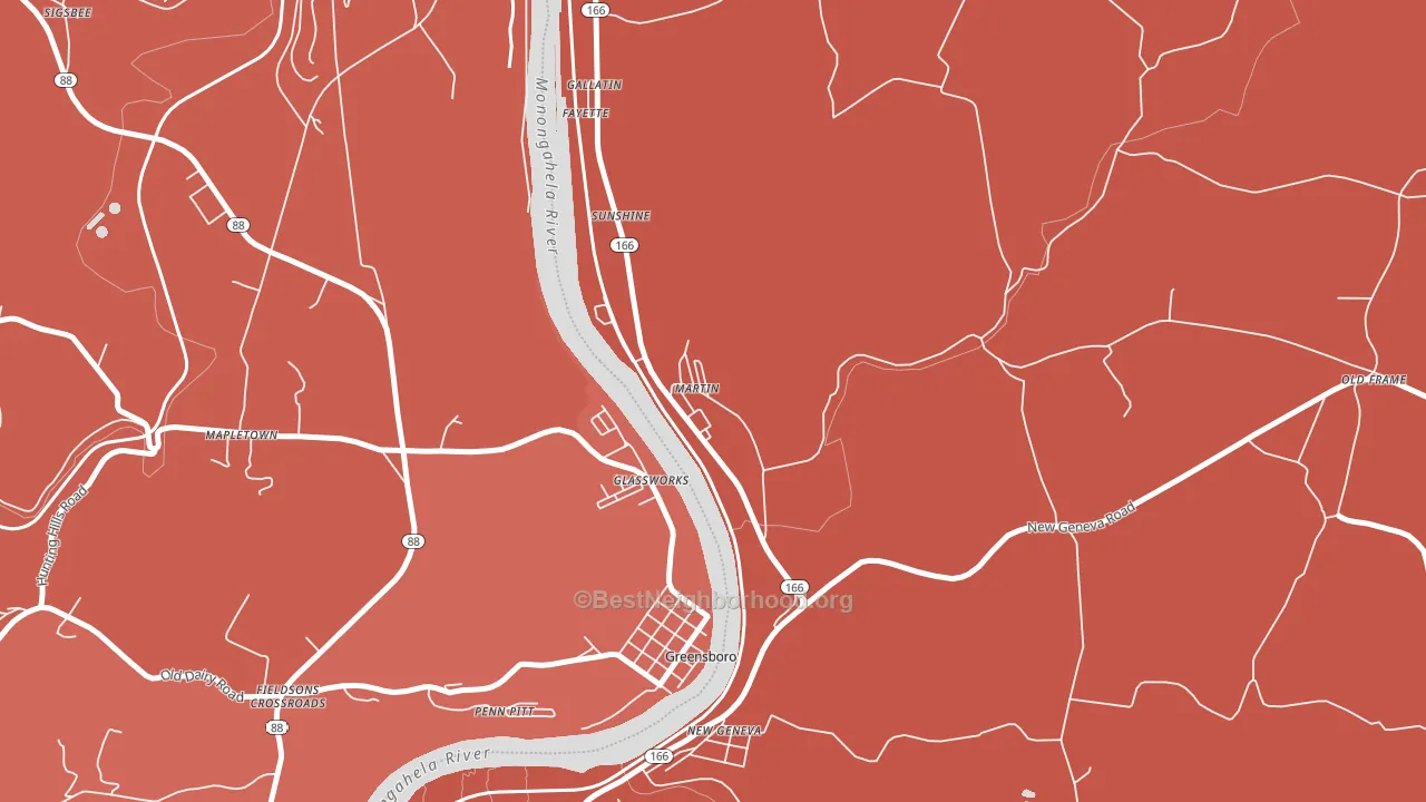 15460, PA block-group political-lean map