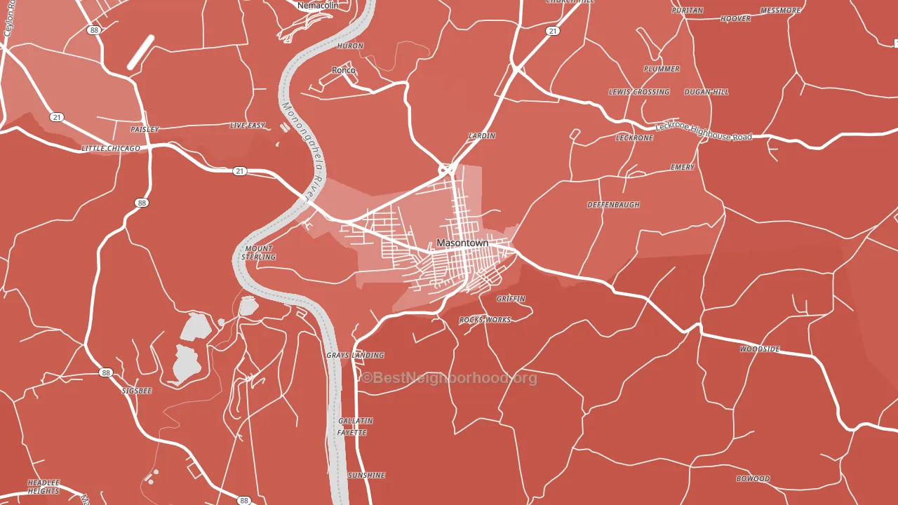 15461, PA block-group political-lean map
