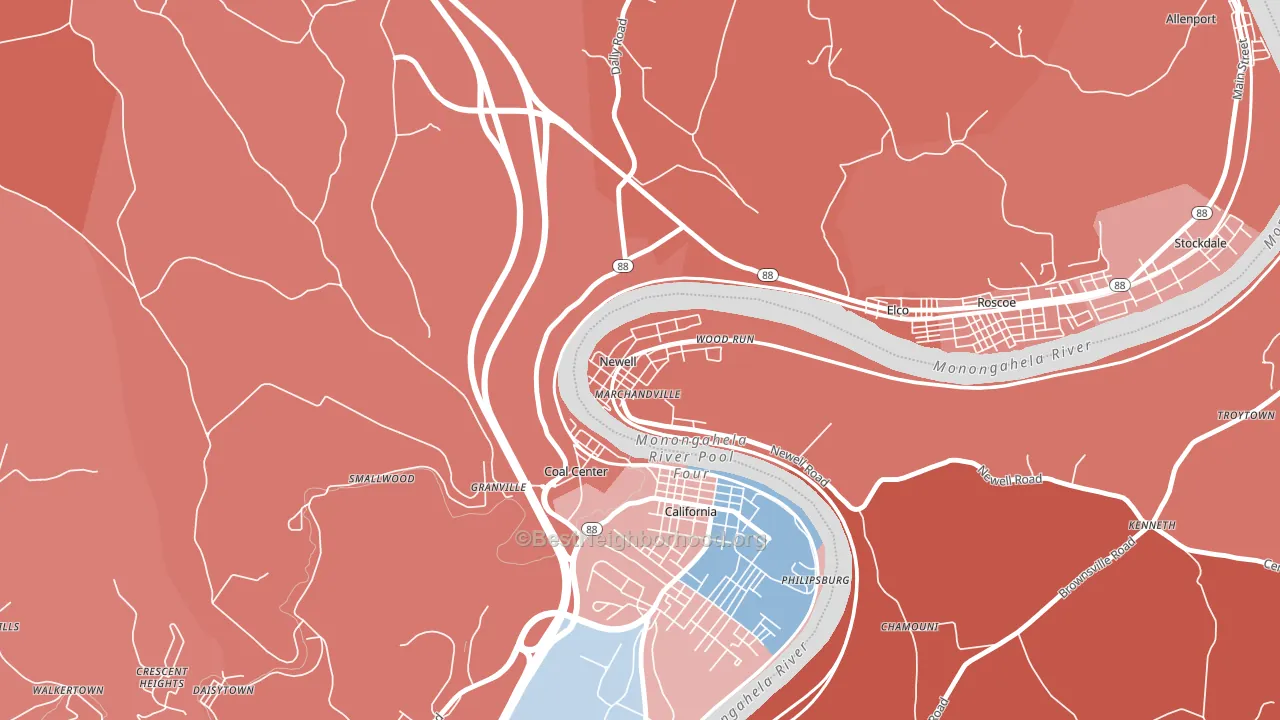 15466, PA block-group political-lean map
