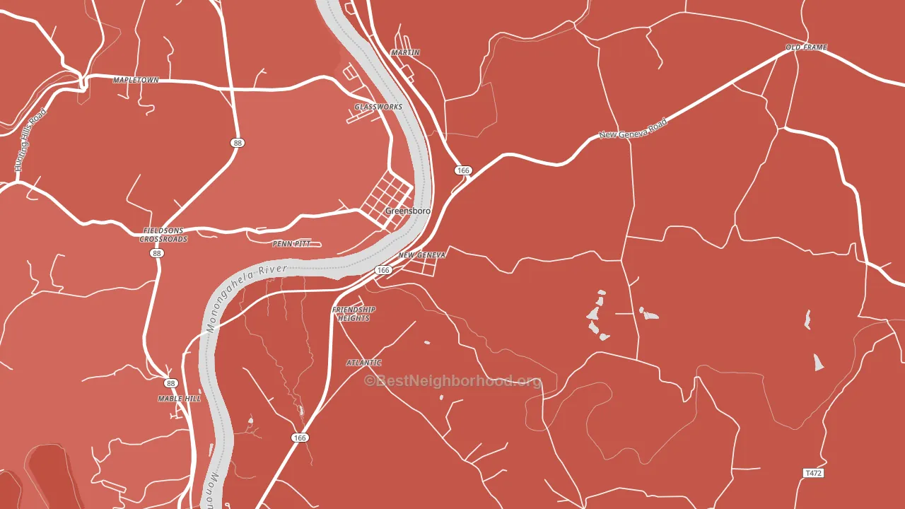 15467, PA block-group political-lean map