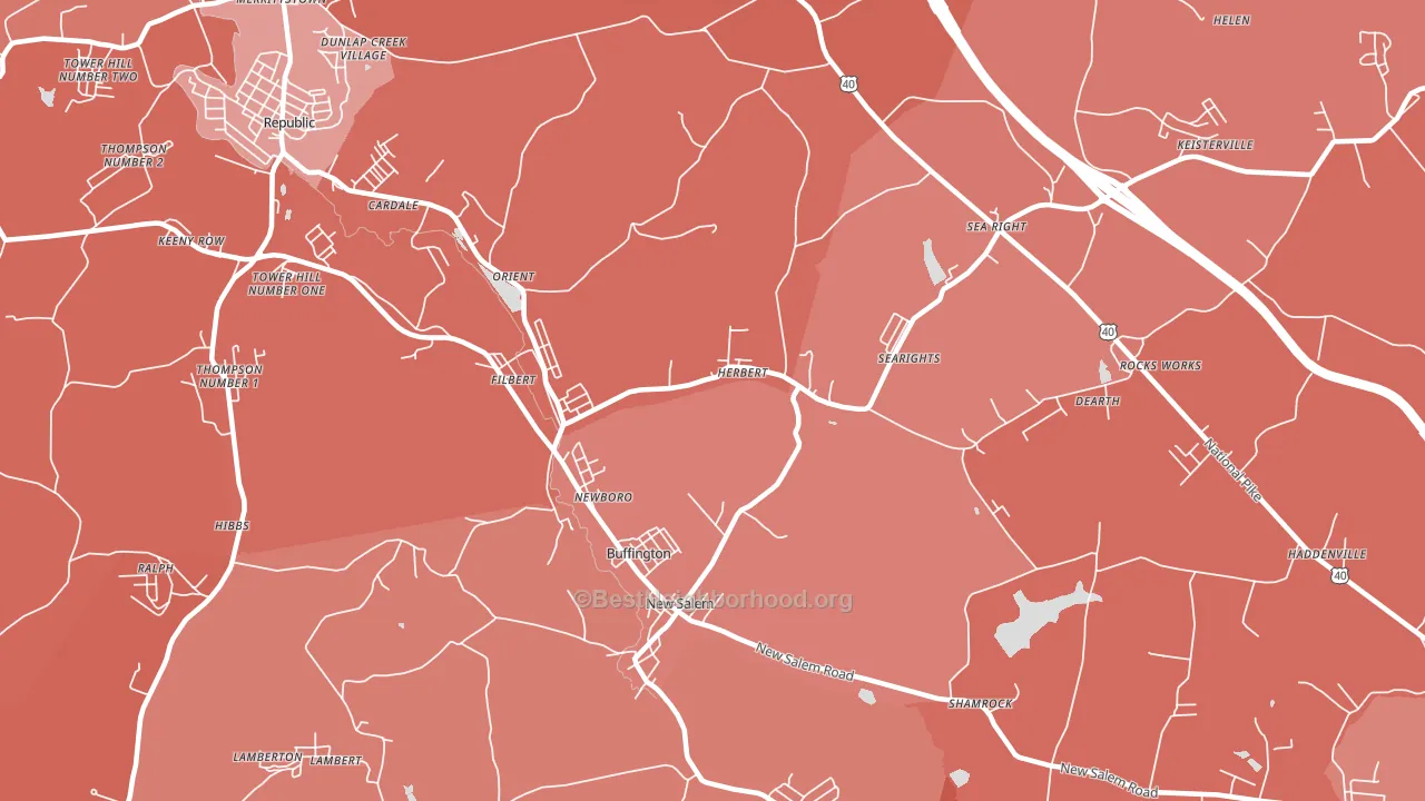 15468, PA block-group political-lean map