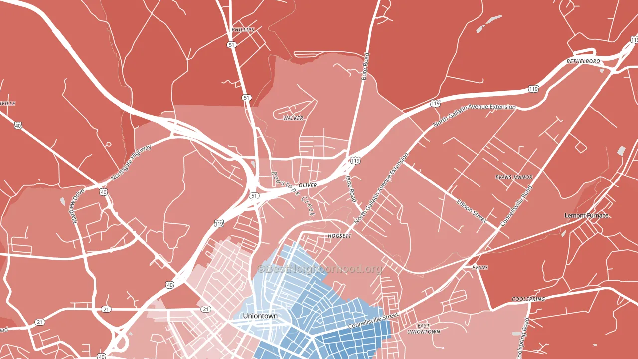 15472, PA block-group political-lean map