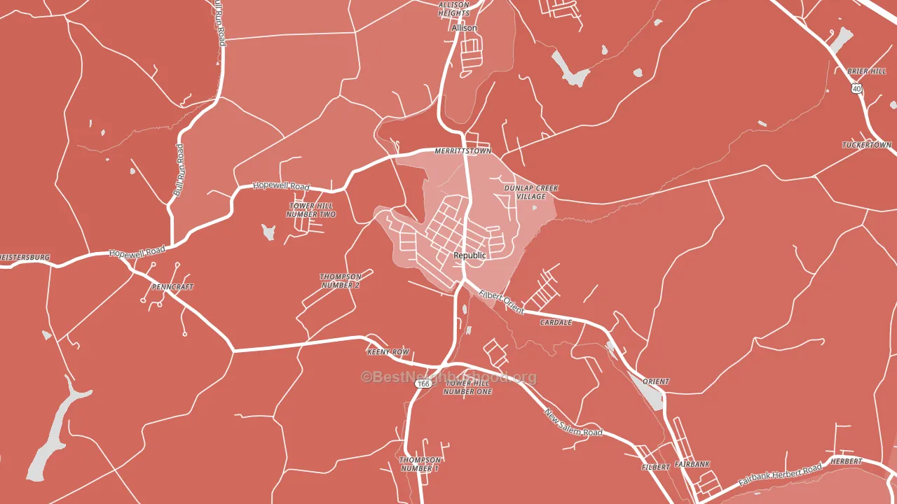 15475, PA block-group political-lean map