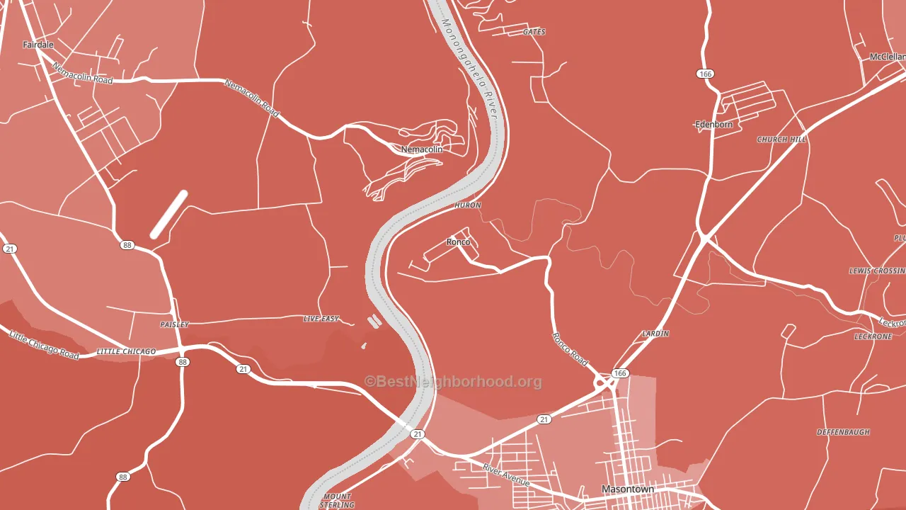 15476, PA block-group political-lean map