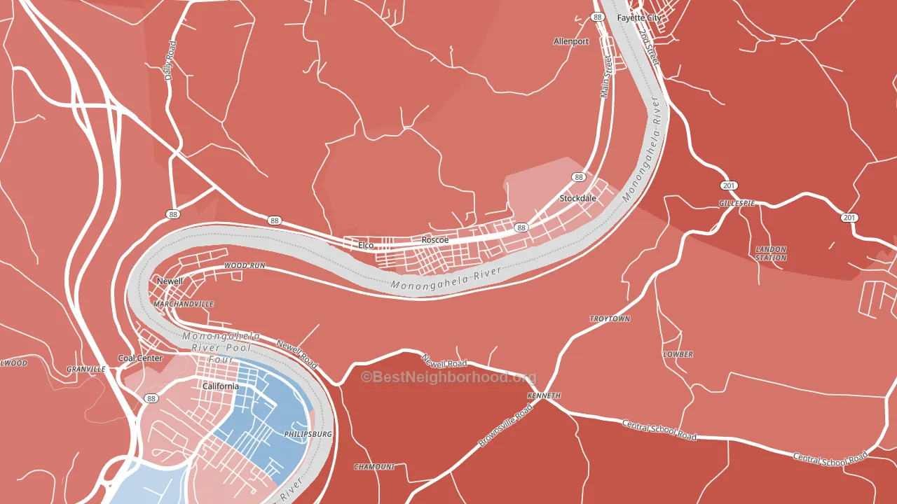 15477, PA block-group political-lean map