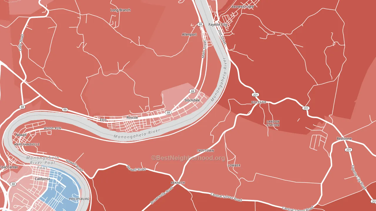 15483, PA block-group political-lean map