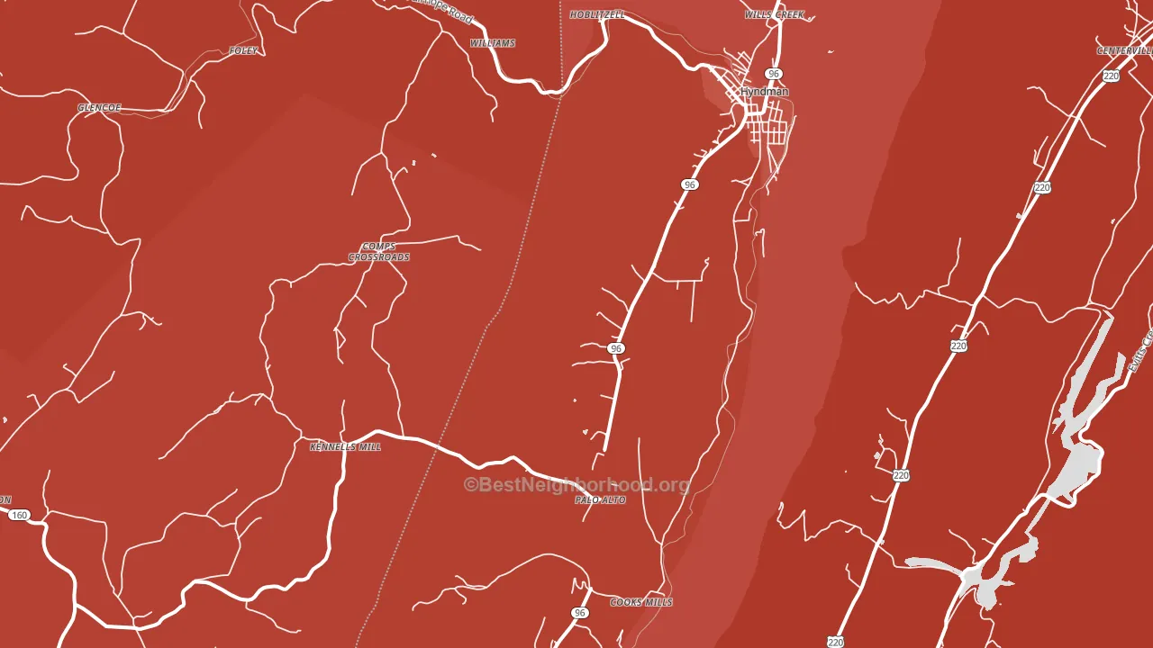 15545, PA block-group political-lean map