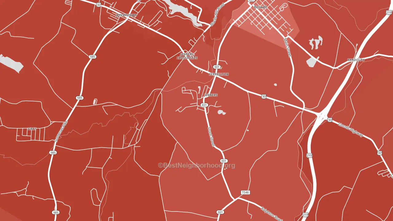 15546, PA block-group political-lean map