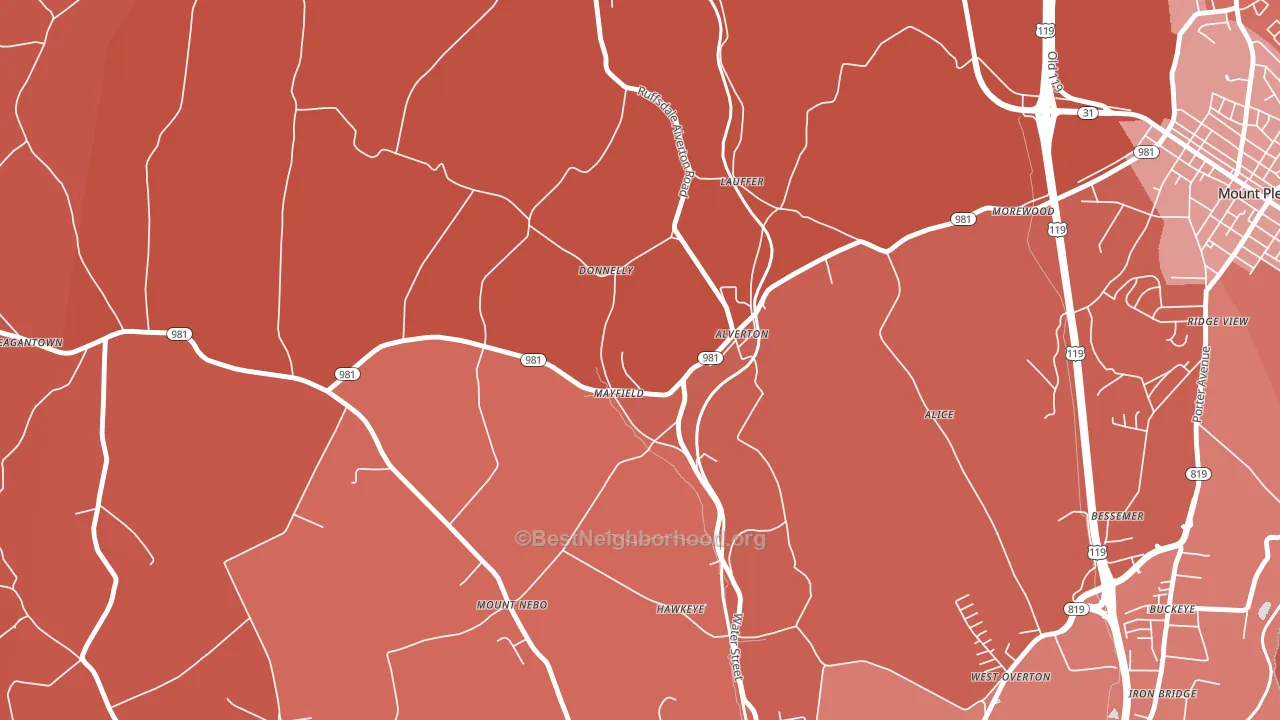 15612, PA block-group political-lean map