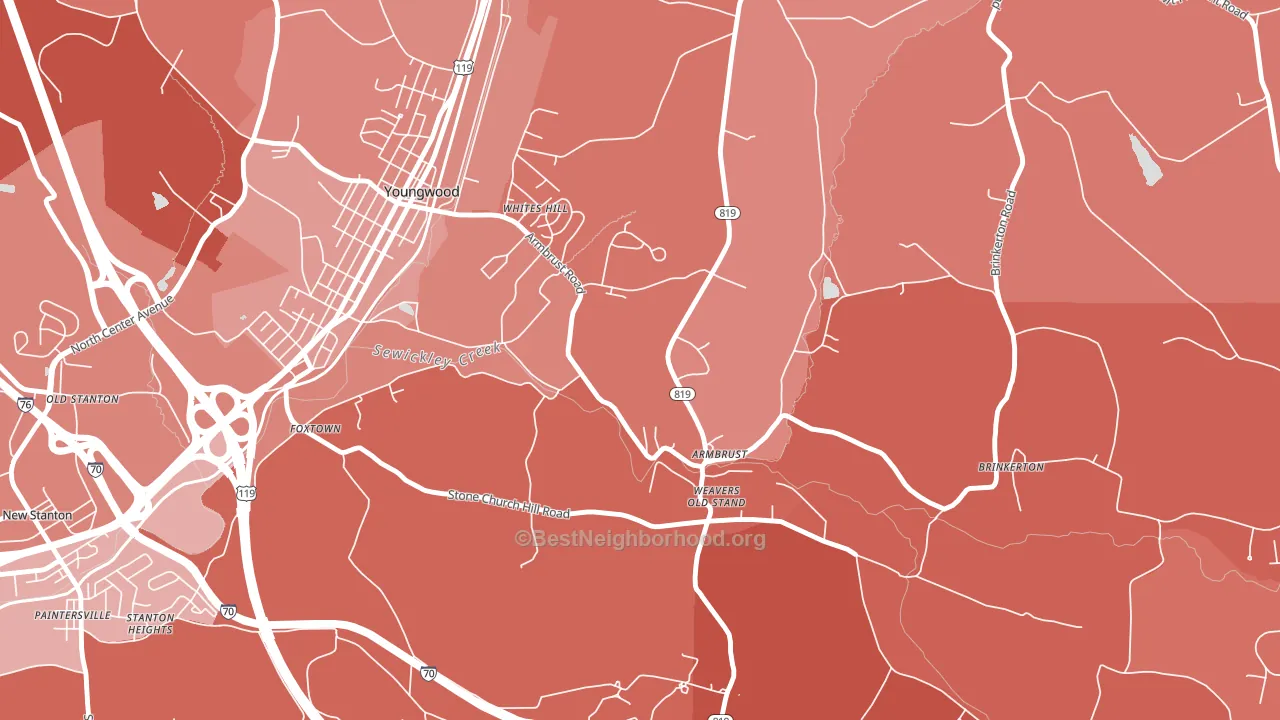 15616, PA block-group political-lean map