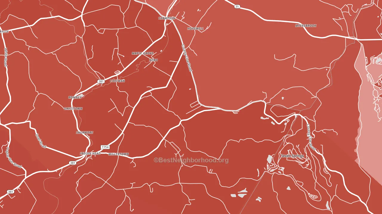 15622, PA block-group political-lean map