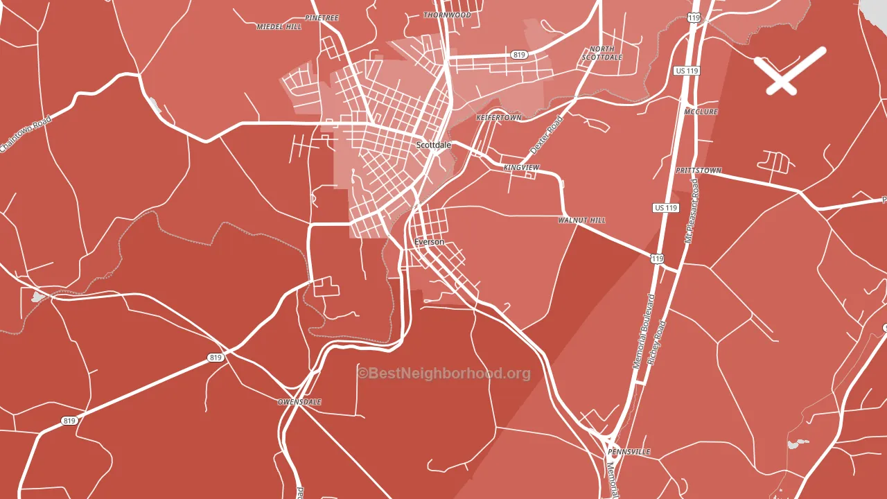 15631, PA block-group political-lean map