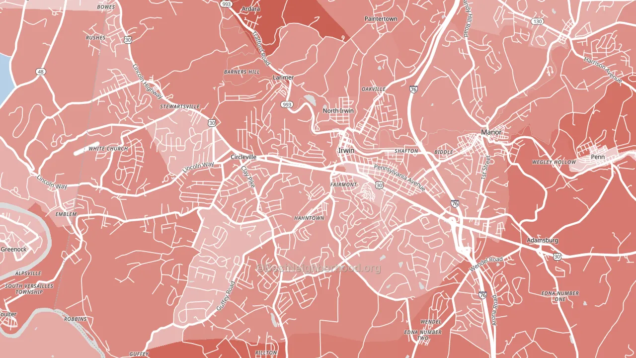 15642, PA block-group political-lean map