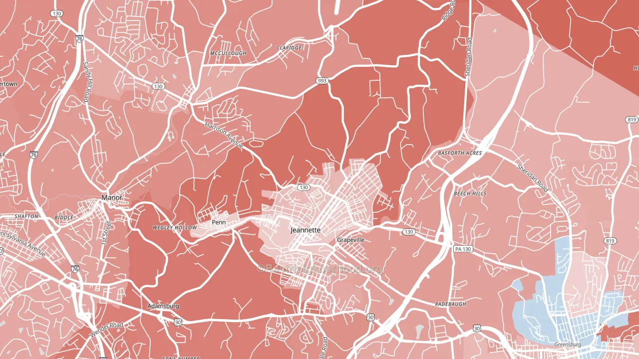 15644, PA block-group political-lean map