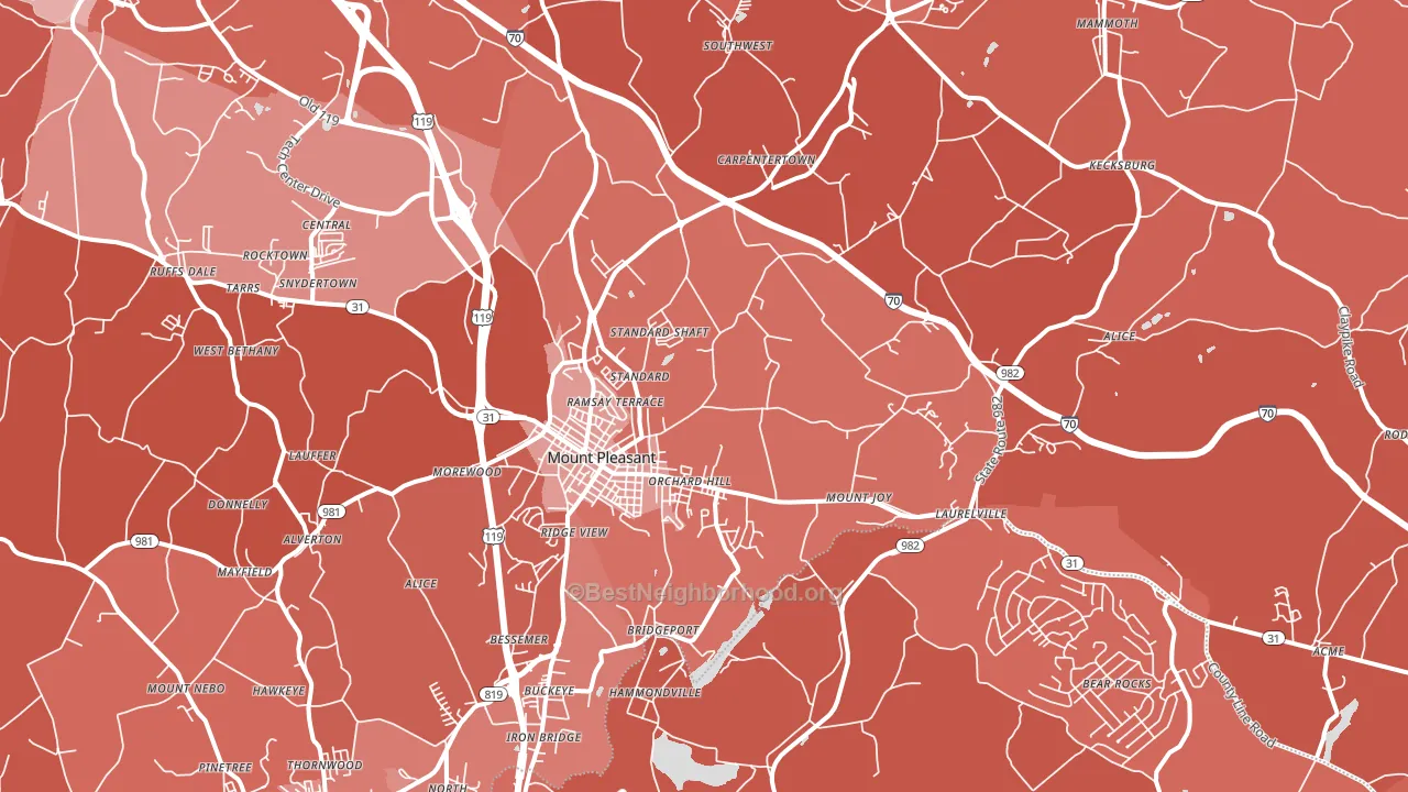 15666, PA block-group political-lean map