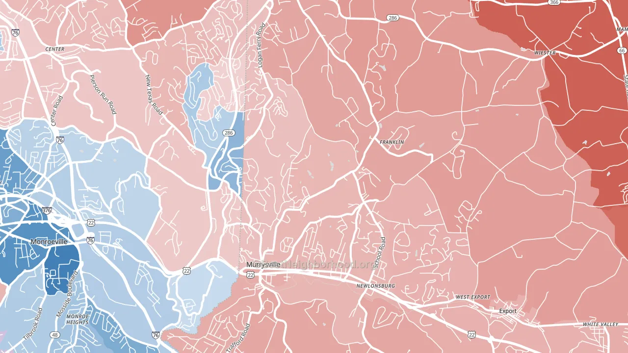 15668, PA block-group political-lean map