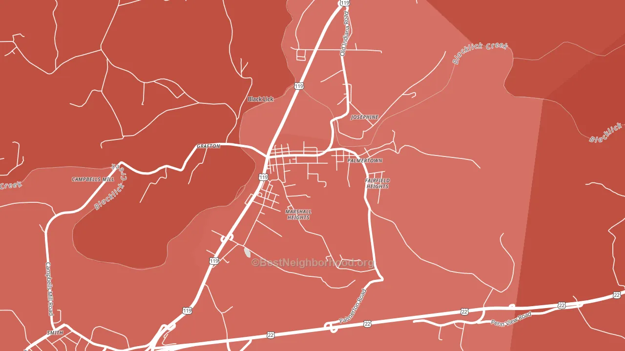 15716, PA block-group political-lean map